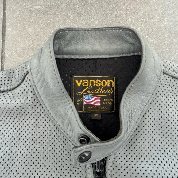 Vanson Gray Leather Motorcycle Jacket - Picture 4 of 5